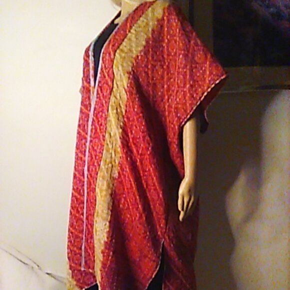 Kantha "Free Spirit" Long Kimono Reversible XL & Under Peacocks Handmade New - Picture 13 of 16